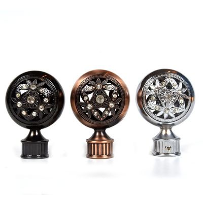 della fabbrica finials a cristallo della tenda del nastro direttamente di colore 28mm del diamante bronzeo all'ingrosso del metallo in accessori dell'asta della tenda