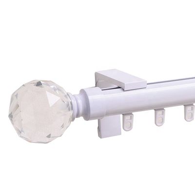 Tenda di alluminio Pali, pista del metallo di Crystal Finials Single Whole Set di colore bianco nero