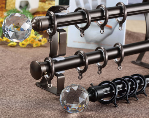 28mm Pali di alluminio decorativi Crystal Finials Curtains Rods Set