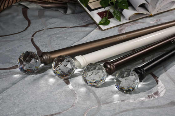 28mm Pali di alluminio decorativi Crystal Finials Curtains Rods Set