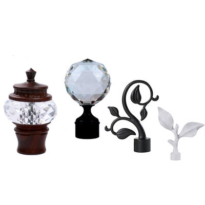 Dimensione di vetro decorativa di Rod Leaf Finials With 22mm 25mm del tubo della tenda