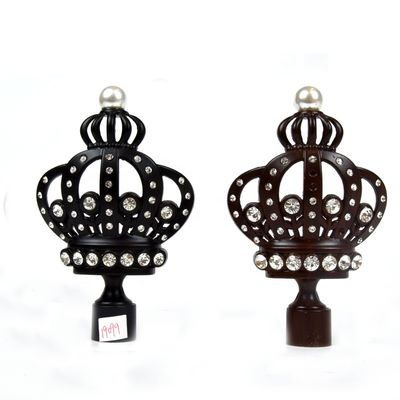 Finials decorativi della tenda della corona nera di 28mm con placcato